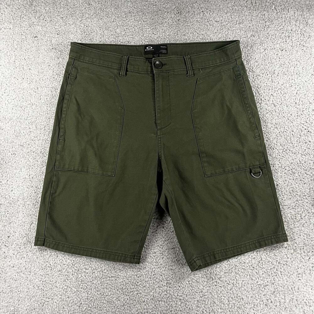 Oakley Shorts Mens 34 Olive Green Chino Cotton Utility Cargo Pocket Tactical